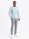 Ombre Clothing Pánsky melanžový štruktúrovaný pletený sveter Mint Ombre Oblečenie