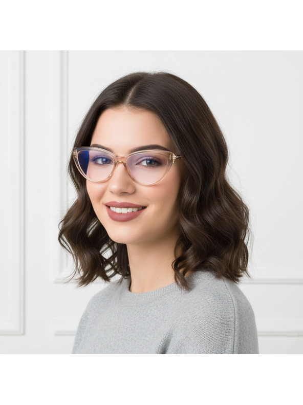 VEYREY VeyRey dámske cat-eye dámske okuliare blokujúce modré svetlo Ircent hnedá obruba čiré sklá