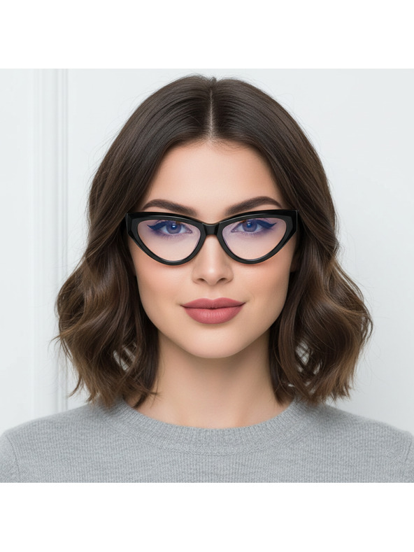 VEYREY VeyRey dámske cat-eye dámske okuliare blokujúce modré svetlo Charive čierna obruba čiré sklá