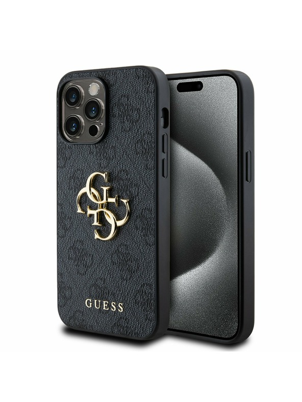 Guess Guess PU 4G Metal Logo Zadný Kryt pre iPhone 14 Pro Max Grey