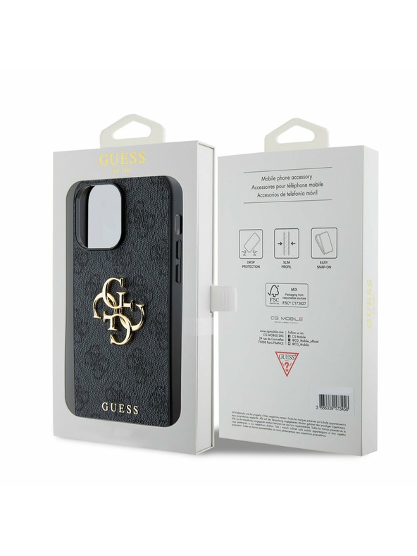 Guess Guess PU 4G Metal Logo Zadný Kryt pre iPhone 14 Pro Max Grey