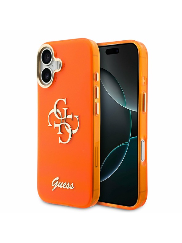 Guess Guess IML 4G Script Metal Logo Zadný Kryt pre iPhone 17 Orange