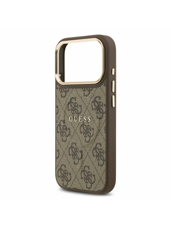 Guess Guess PU Leather 4G Gold Frame MagSafe Zadný Kryt pre iPhone 17 Pro Brown