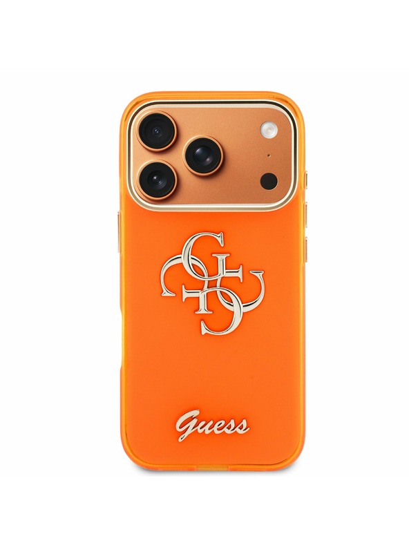 Guess Guess IML 4G Script Metal Logo Zadný Kryt pre iPhone 17 Pro Orange