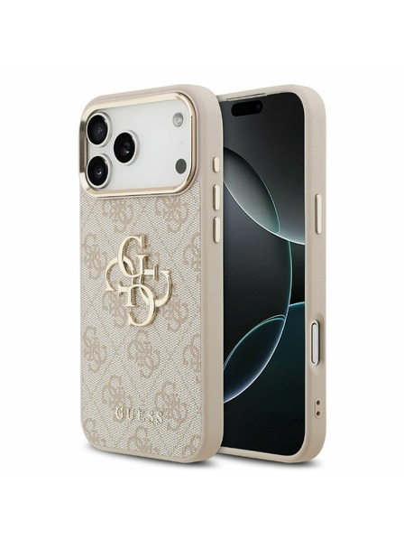 Guess Guess PU Leather 4G Metal Logo Gold Frame Zadný Kryt pre iPhone 17 Pro Max Pink