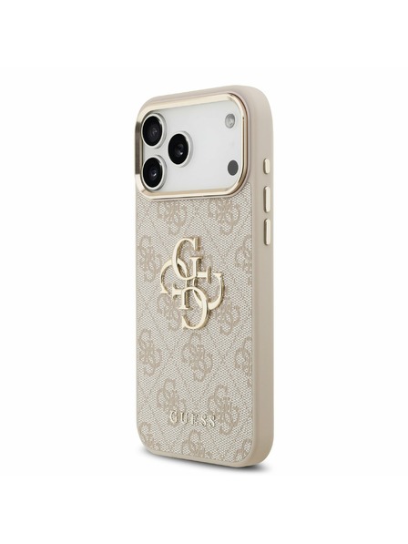 Guess Guess PU Leather 4G Metal Logo Gold Frame Zadný Kryt pre iPhone 17 Pro Max Pink