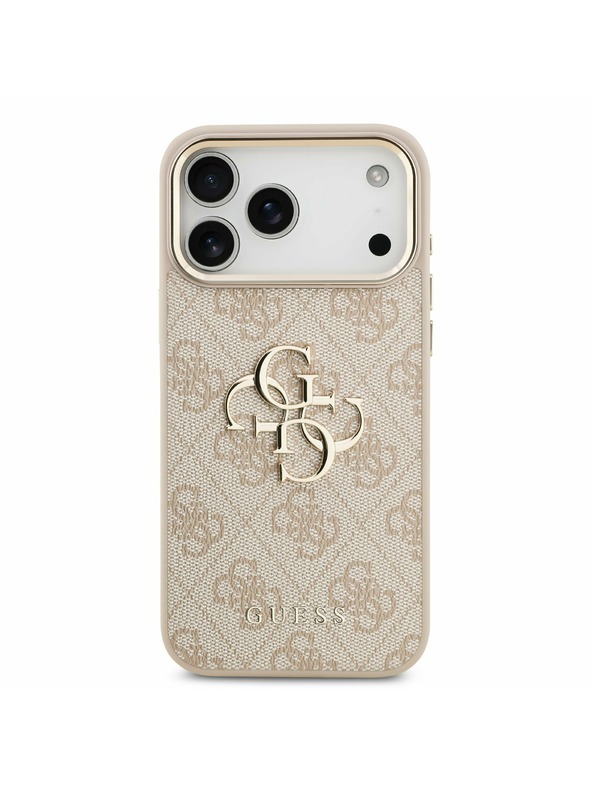 Guess Guess PU Leather 4G Metal Logo Gold Frame Zadný Kryt pre iPhone 17 Pro Max Pink