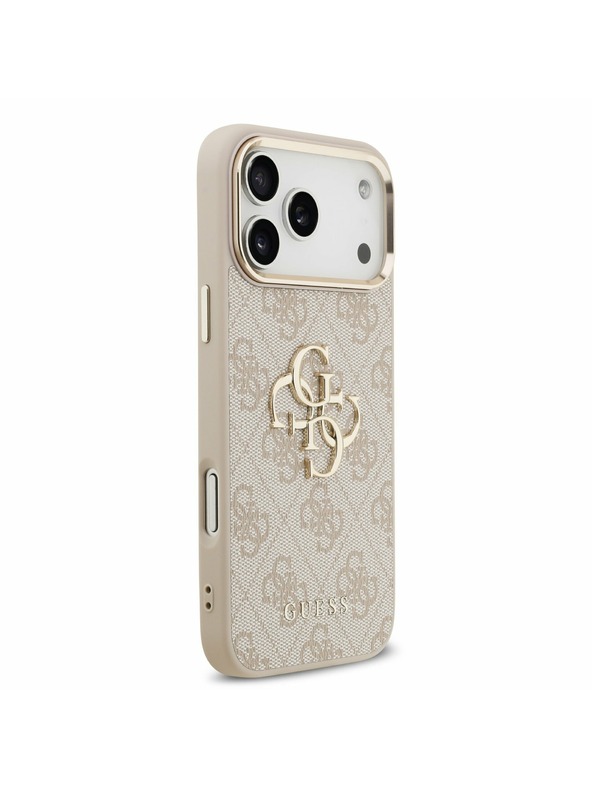 Guess Guess PU Leather 4G Metal Logo Gold Frame Zadný Kryt pre iPhone 17 Pro Max Pink