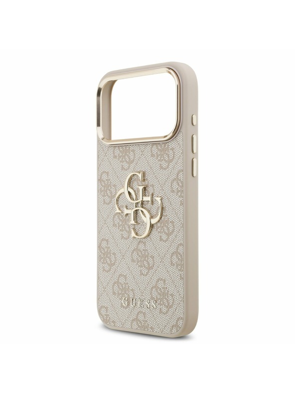 Guess Guess PU Leather 4G Metal Logo Gold Frame Zadný Kryt pre iPhone 17 Pro Max Pink