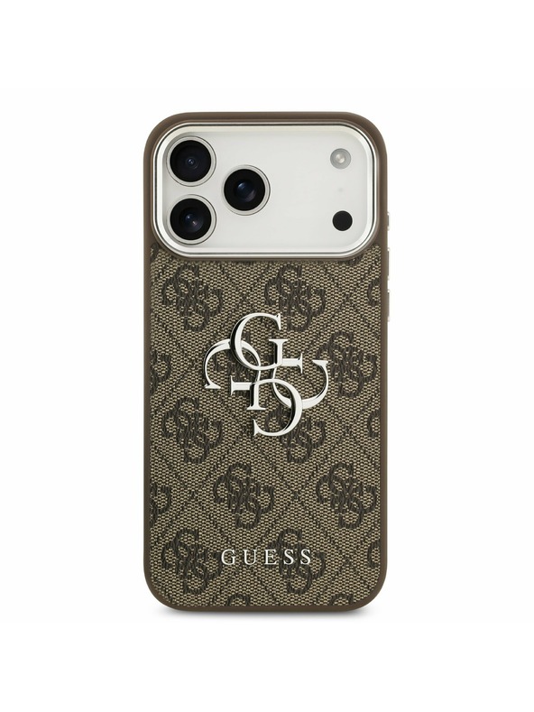 Guess Guess PU 4G Metal Logo Zadný Kryt pre iPhone 17 Pro Max Silver Brown