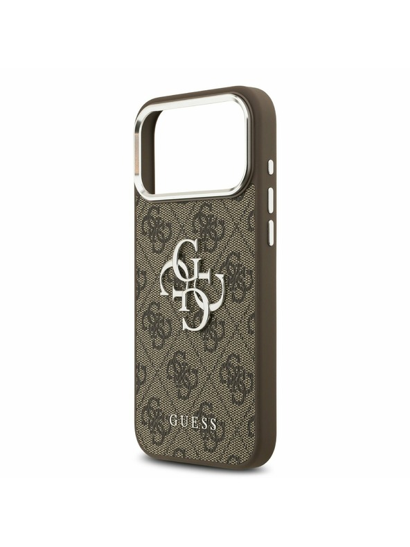 Guess Guess PU 4G Metal Logo Zadný Kryt pre iPhone 17 Pro Max Silver Brown