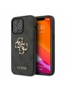 Guess PU 4G Metal Logo Zadní Kryt pro iPhone 13 Pro Grey Obal na telefón