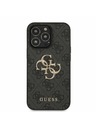 Guess PU 4G Metal Logo Zadní Kryt pro iPhone 13 Pro Grey Obal na telefón
