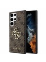 Guess Guess PU 4G kovový zadný kryt s logom pre Samsung Galaxy S23 Ultra Brown