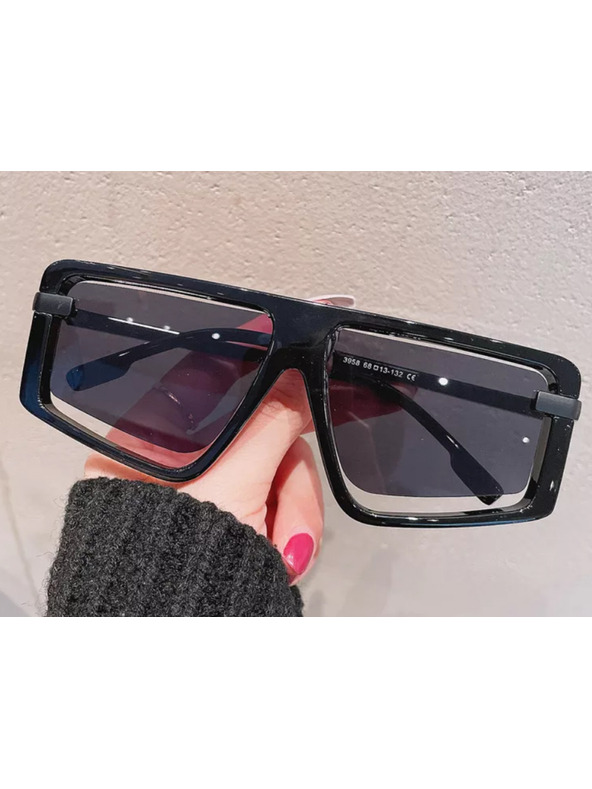 VEYREY Čierne unisex slnečné okuliare VeyRey Oversize Jonas