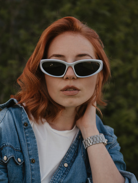 VEYREY Biele unisex slnečné okuliare VeyRey Steampunk Telos