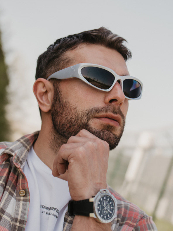 VEYREY Biele unisex slnečné okuliare VeyRey Steampunk Telos