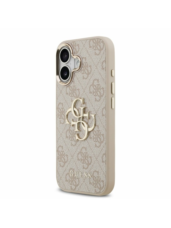 Guess Guess PU Leather 4G Metal Logo Gold Frame Zadný Kryt pre iPhone 17 Pink