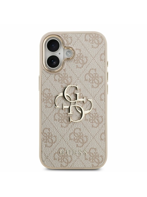Guess Guess PU Leather 4G Metal Logo Gold Frame Zadný Kryt pre iPhone 17 Pink