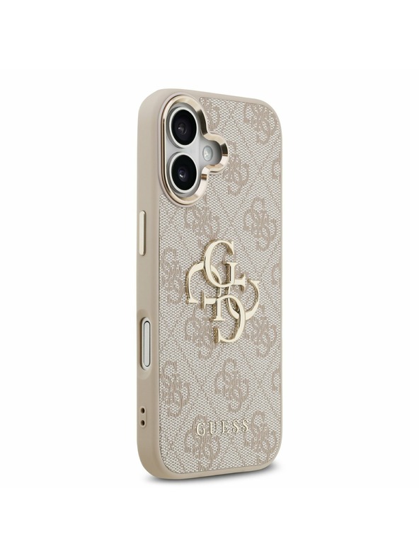 Guess Guess PU Leather 4G Metal Logo Gold Frame Zadný Kryt pre iPhone 17 Pink
