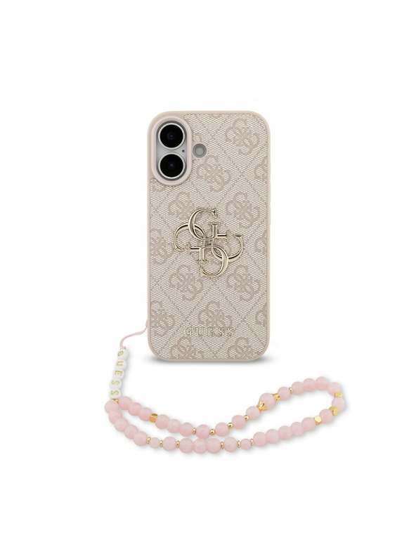 Guess Guess PU 4G Metal Logo Strap Zadný Kryt pre iPhone 17 Pink