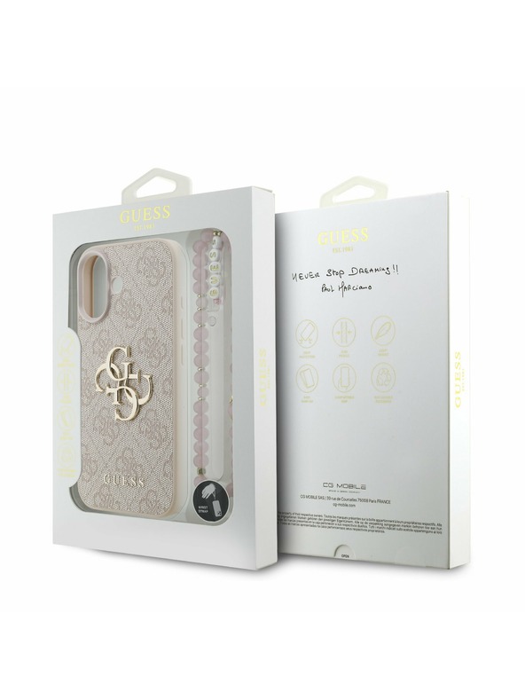 Guess Guess PU 4G Metal Logo Strap Zadný Kryt pre iPhone 17 Pink