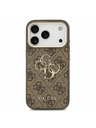 Guess Guess PU Leather 4G Metal Logo Gold Frame Zadný Kryt pre iPhone 17 Pro Brown