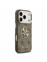Guess Guess PU Leather 4G Metal Logo Gold Frame Zadný Kryt pre iPhone 17 Pro Brown