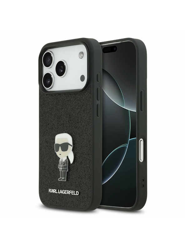 Karl Lagerfeld Karl Lagerfeld Fixed Glitter Metal Ikonik Zadný Kryt pre iPhone 17 Pro Black