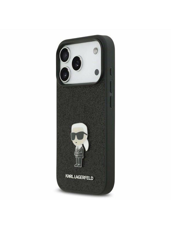 Karl Lagerfeld Karl Lagerfeld Fixed Glitter Metal Ikonik Zadný Kryt pre iPhone 17 Pro Black