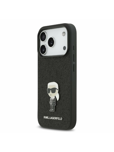 Karl Lagerfeld Karl Lagerfeld Fixed Glitter Metal Ikonik Zadný Kryt pre iPhone 17 Pro Black