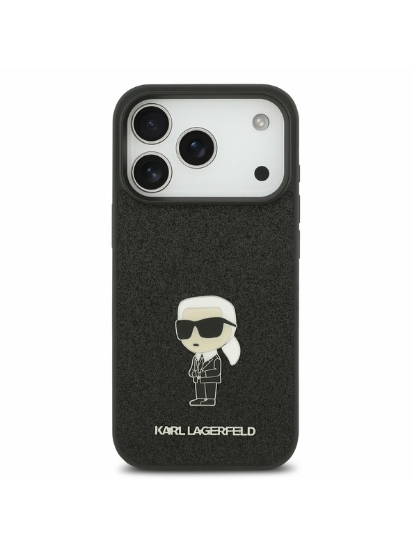Karl Lagerfeld Karl Lagerfeld Fixed Glitter Metal Ikonik Zadný Kryt pre iPhone 17 Pro Black
