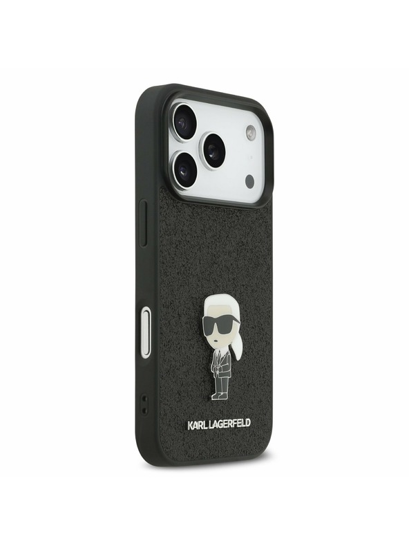 Karl Lagerfeld Karl Lagerfeld Fixed Glitter Metal Ikonik Zadný Kryt pre iPhone 17 Pro Black