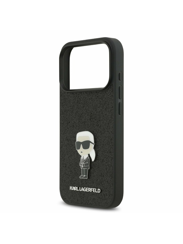 Karl Lagerfeld Karl Lagerfeld Fixed Glitter Metal Ikonik Zadný Kryt pre iPhone 17 Pro Black