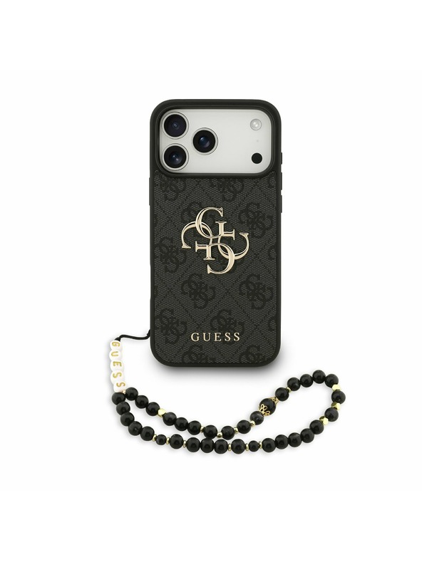 Guess Guess PU 4G Metal Logo Strap Zadný Kryt pre iPhone 17 Pro Max Black