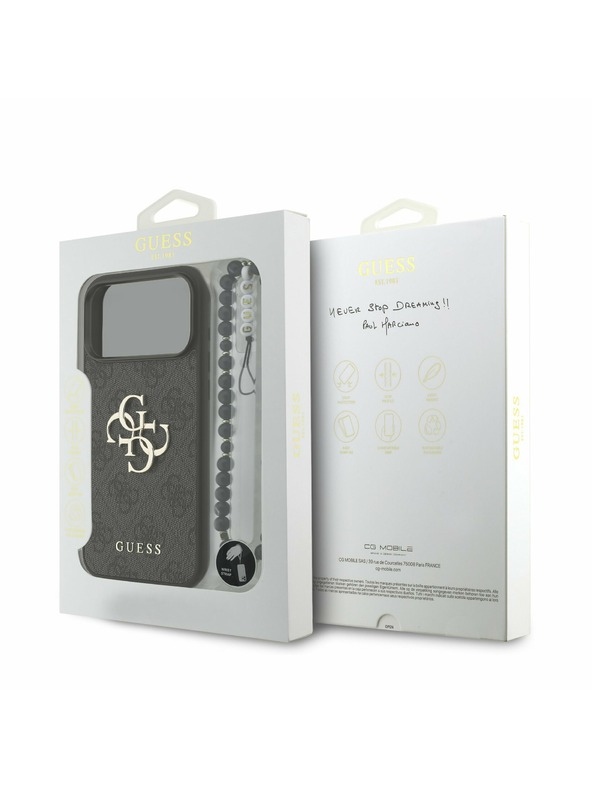 Guess Guess PU 4G Metal Logo Strap Zadný Kryt pre iPhone 17 Pro Max Black