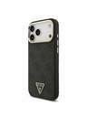 Guess Guess PU Leather 4G Strass Triangle Logo Gold Frame MagSafe Zadný Kryt pre iPhone 17 Pro Max Black