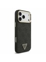 Guess Guess PU Leather 4G Strass Triangle Logo Gold Frame MagSafe Zadný Kryt pre iPhone 17 Pro Max Black
