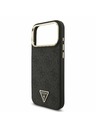 Guess Guess PU Leather 4G Strass Triangle Logo Gold Frame MagSafe Zadný Kryt pre iPhone 17 Pro Max Black