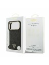 Guess Guess PU Leather 4G Strass Triangle Logo Gold Frame MagSafe Zadný Kryt pre iPhone 17 Pro Max Black