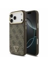 Guess Guess PU Leather 4G Strass Triangle Logo Gold Frame MagSafe Zadný Kryt pre iPhone 17 Pro Max Brown