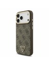 Guess Guess PU Leather 4G Strass Triangle Logo Gold Frame MagSafe Zadný Kryt pre iPhone 17 Pro Max Brown