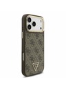 Guess Guess PU Leather 4G Strass Triangle Logo Gold Frame MagSafe Zadný Kryt pre iPhone 17 Pro Max Brown