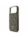 Guess Guess PU Leather 4G Strass Triangle Logo Gold Frame MagSafe Zadný Kryt pre iPhone 17 Pro Max Brown