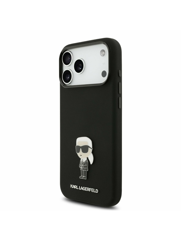Karl Lagerfeld Karl Lagerfeld Liquid Silicone Metal Ikonik Zadný Kryt pre iPhone 17 Pro Max Black