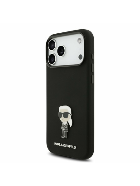 Karl Lagerfeld Karl Lagerfeld Liquid Silicone Metal Ikonik Zadný Kryt pre iPhone 17 Pro Max Black