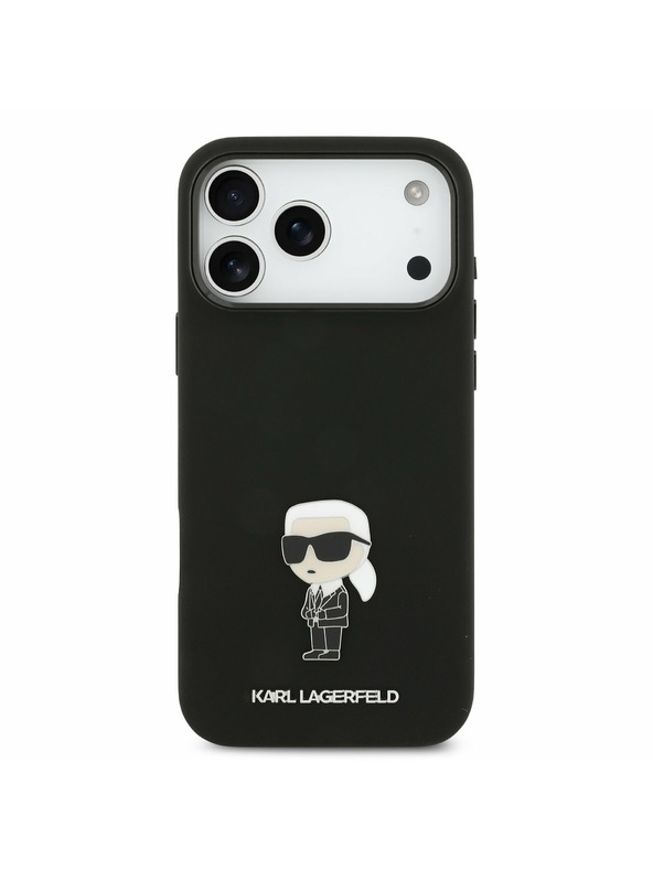 Karl Lagerfeld Karl Lagerfeld Liquid Silicone Metal Ikonik Zadný Kryt pre iPhone 17 Pro Max Black