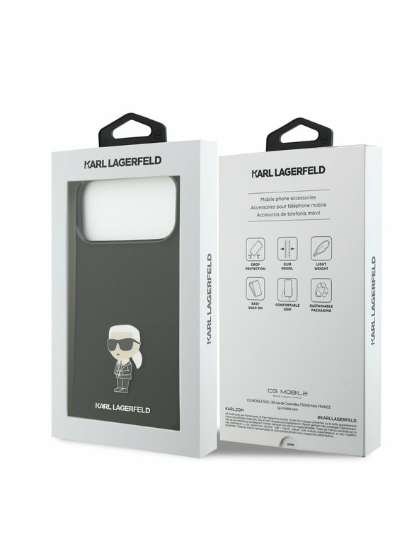 Karl Lagerfeld Karl Lagerfeld Liquid Silicone Metal Ikonik Zadný Kryt pre iPhone 17 Pro Max Black