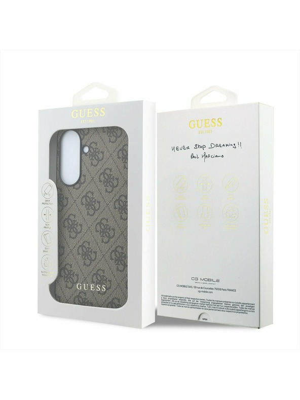 Guess Guess PU 4G Metal Classic Logo Zadný Kryt pre Samsung Galaxy A57 Brown
