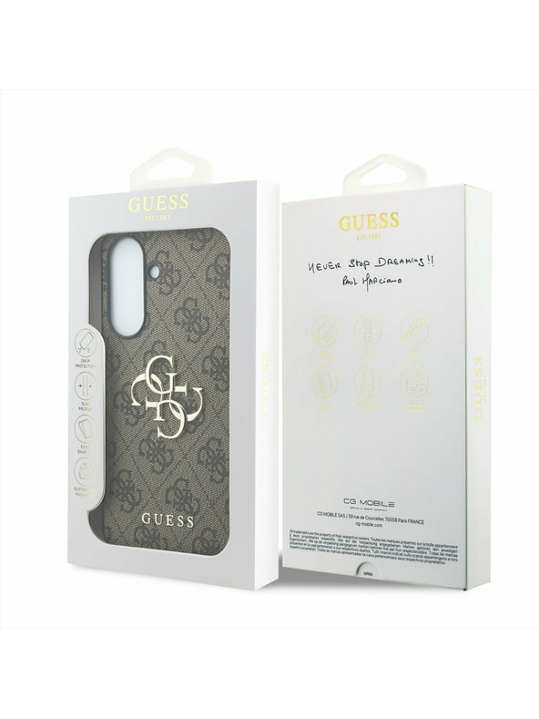 Guess Guess PU 4G Metal Logo Zadný Kryt pre Samsung Galaxy A37 Brown